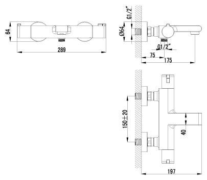 Смеситель Lemark Yeti LM7832C для ванны, термостатический