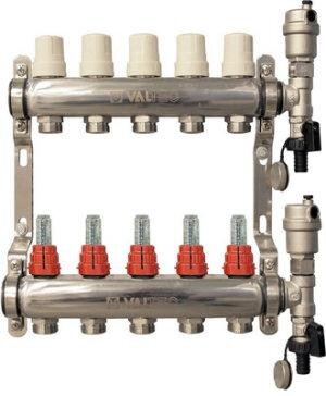 Коллекторная группа НЕРЖ. с расходомерами 1"х4х3/4"EK VALTEC