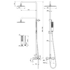 Смеситель Lemark Ursus LM7260BG для душа с регулируемой высотой штанги и верхней душевой лейкой &quot;Тро
