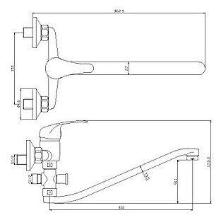 Смеситель Rossinka Y35-35 для ванны универсальный с S-образным изливом