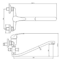 Смеситель Rossinka Y35-35 для ванны универсальный с S-образным изливом