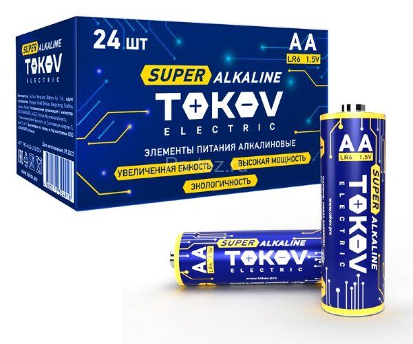 Элемент питания алкалиновый LR6/AA (уп.24шт) TOKOV ELECTRIC TKE-ALS-LR6/C24