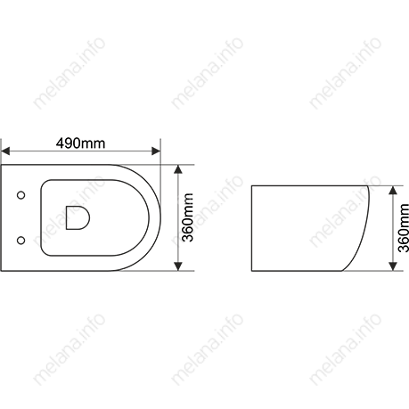 Унитаз подвесной безободковый MELANA MLN-1101 крышка дюропласт