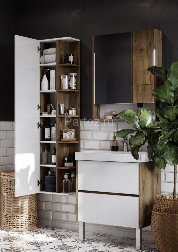 Пенал подвесной AQUATON Сканди с зеркалом, дуб рустикальный (1A253403SDZ90)