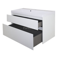 Комплект тумба Azario Velluto 100 1000х450х660 подвесная, с раковиной Slim 100, белый матовый (CS000