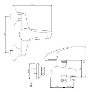 Смеситель Rossinka Y40-31 для ванны