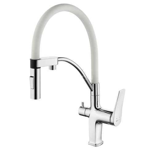 Смеситель Lemark Comfort LM3074C-White для кухни с гибким изливом, с подключением к фильтру с питьев