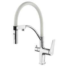 Смеситель Lemark Comfort LM3074C-White для кухни с гибким изливом, с подключением к фильтру с питьев