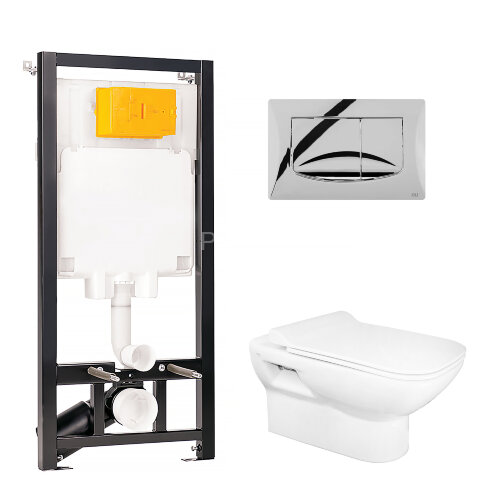 Комплект инсталляция OLI 80 ECO + подвесной унитаз Kale BABEL с сиденьем микролифт +панель слива Riv