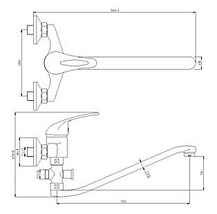 Смеситель Rossinka Y40-35 для ванны универсальный с S-образным изливом