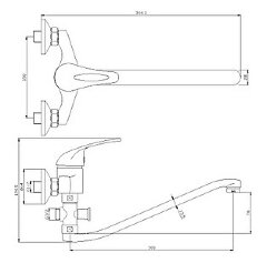 Смеситель Rossinka Y40-35 для ванны универсальный с S-образным изливом