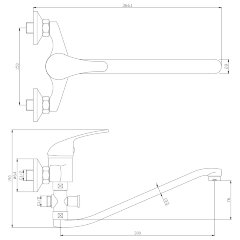 Смеситель Rossinka Y40-35 для ванны универсальный с S-образным изливом