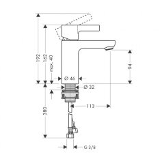 31068000 Metris S Смеситель для раковины, однорычажный, без сливного гарнитура