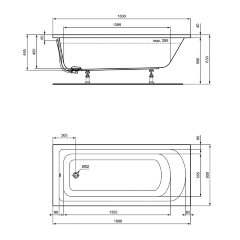Ванна акриловая Ideal Standard HOTLINE 180х80, встраиваемая или для монтажа с панелями, отверстие сл
