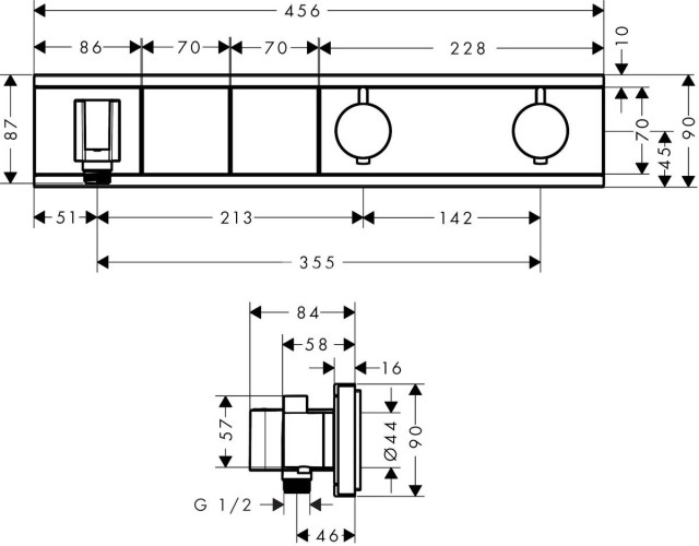 Hansgrohe 15355400 RainSelect Термостат, скрытого монтажа, для 2 потребителей, белый/хром