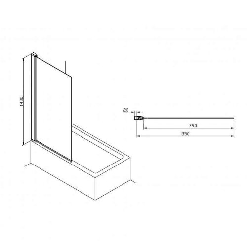 Шторка для ванны распашная Roca CAPITAL 85х140 цвет профиля хром (7M4008512M)
