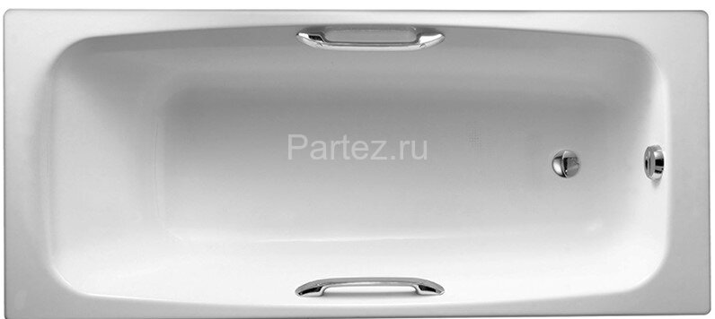 Ванна чугунная Jacob Delafon DIAPASON 170x75 см с антискользящим покрытием, с отверстием для ручек, 