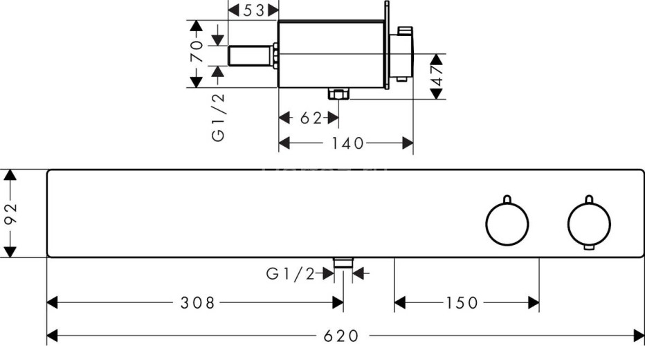 13108000 ShowerTablet Термостат ShowerTablet 600, для 2 потребителей, ВМ, хром