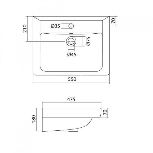 Раковина AQUATON ТИГОДА-55, белая (1WH302126)
