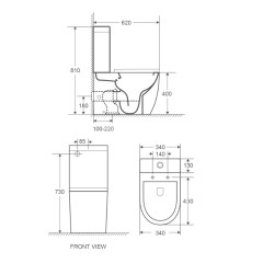 Унитаз-компакт Azario Mitta 620х340х810 напольный, безободковый, в комплекте с сиденьем микролифт (A
