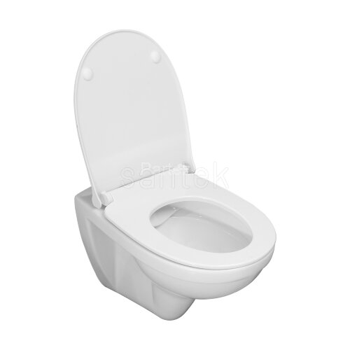 Пэк Santek "Бореаль" rimless подвесной, безободковый унитаз с тонким сиденьем, инсталляция, панель ч