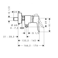 Hansgrohe 31680000 Metris Смеситель для душа, однорычажный, ВМ, 1/2
