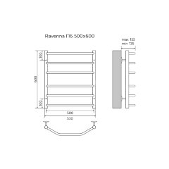 Полотенцесушитель водяной AZARIO RAVENNA 500/600 6 секций, нижнее/диагональное подключение, 1/2&quot;, хр