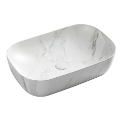Раковина-чаша Azario 610x410x145 накладная, овальная, светлый мрамор (AZ-2143-P-M831)