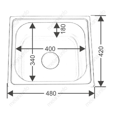Мойка 4842 MELANA 0,8/180 врезная прямоугольная с сифоном (237 t *10)