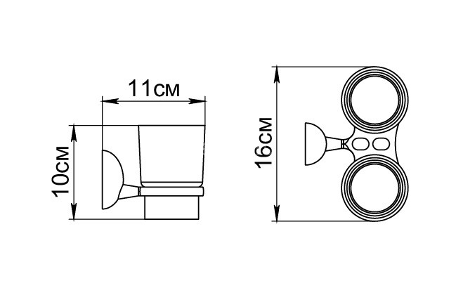 Подстаканник двойной Fixsen Briz стекло, хром (GR-3007)