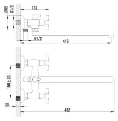 Смеситель Lemark Neo LM2212C универсальный