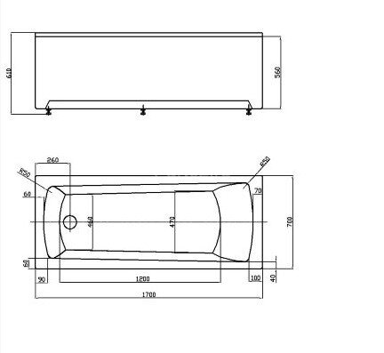Ванна акриловая AZARIO ENRICA прямоугольная 170*70 см (AV.0030170)