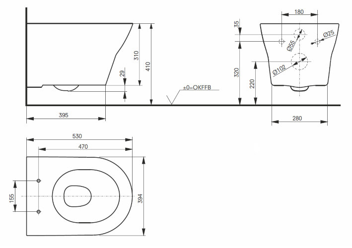 Унитаз подвесной TOTO серии MH 394x530x339 безободковый, белый (CW162Y#XW)
