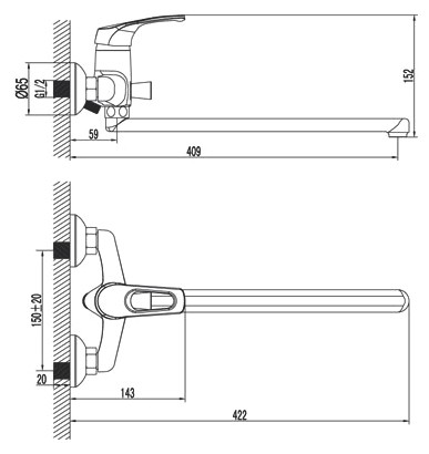 Смеситель для ванны Lemark Omega LM3101C