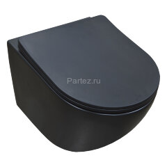 Унитаз подвесной Azario Gloria 480х370х360 безободковый, с сиденьем микролифт, чёрный матовый (AZ-20