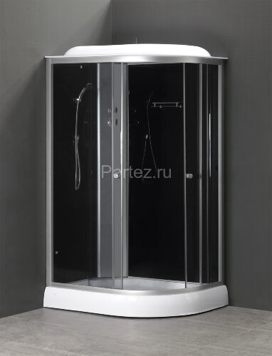 Душевая кабина LORANTO 120х80х215 с низким поддоном 13 см, черное закаленное стекло 4 мм, профиль хром (CS-66121L G 120)
