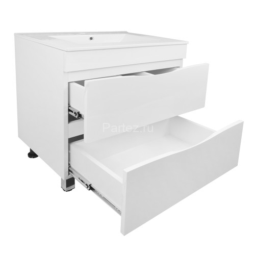 Комплект тумба Loranto Santorini 70 710х460х810 напольная, с раковиной Leon, Белый Глянец (CS0008697