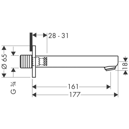 Hansgrohe 14420000 Metris S Излив на ванну, 3/4
