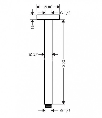 27389000 Держатель верхнего душа 300мм 1/2"
