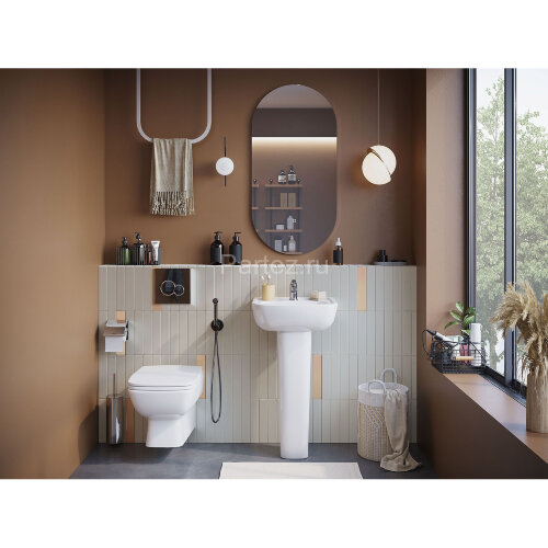 Раковина подвесная Santek "Лонги-45" 455х420х200 фарфор, 1 отверстие под смеситель, белая (1.WH50.1.