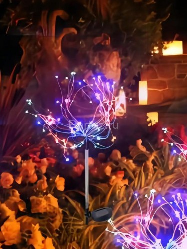 Светильник светодиодный 90LED мультиколор уличный на солнечн. батарее на медной проволоке аккум. AA