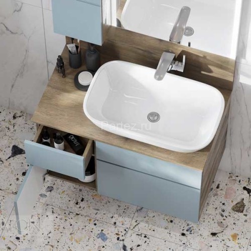 Тумба под раковину AQUATON Мишель 80 NEW подвесная, без столешницы Дуб Рустикальный/Фьорд (1A256801M