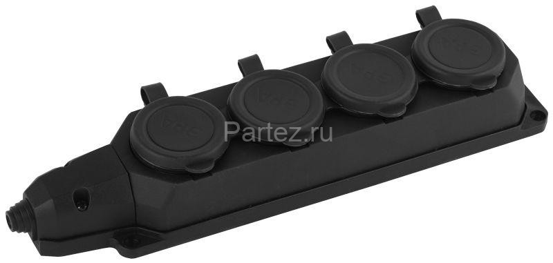 Колодка удлинителя 4-м с заземл. 16А IP44 K-4e-B-IP44 каучук черн. Эра Б0044546