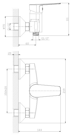 Смеситель Rossinka S35-41 для душа