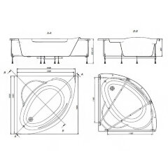 Ванна акриловая Roca BALI угловая 150X150 белая