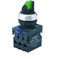 Переключатель с подсветкой NP8-11XD/213 2 полож. с фиксацией 1НО+1НЗ зел. AC 110В-230В(LED) IP65 (R)