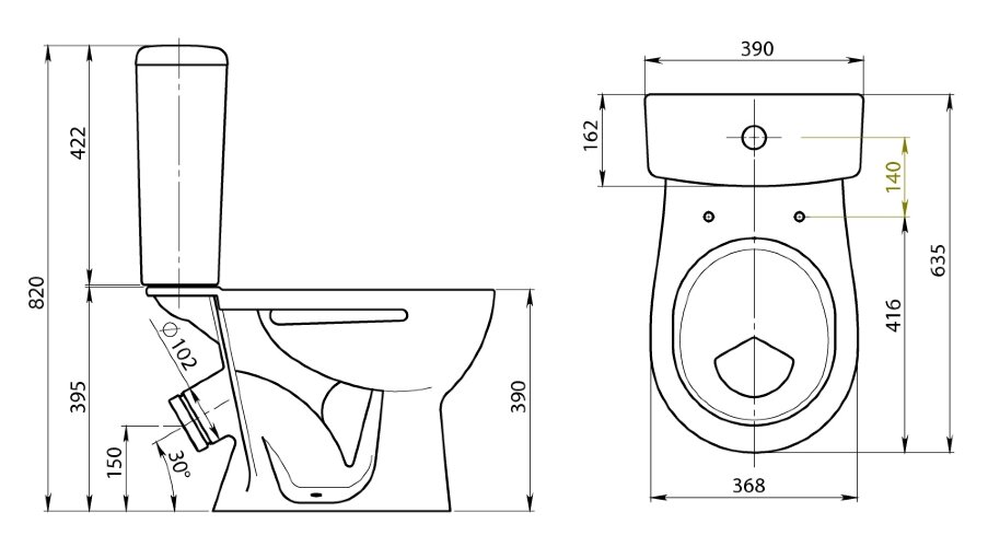 Унитаз-компакт Santeri Орион напольный, с бачком, с сиденьем (1.P400.8.S00.00B.F)
