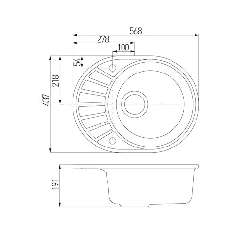 Кухонная мойка AQUATON Чезана, графит (1A711232CS210)