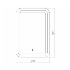 Зеркало AZARIO Мальта-8 550х800 c подсветкой и диммером, bluetooth, подогрев,сенсорный выключатель (