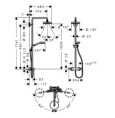 27253400 Croma Select S 180 Showerpipe, для душа, термостат
